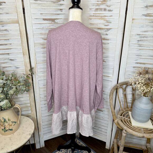 LOGO LOUNGE Women's PLUS 2X Long Sleeve Front Tie Cardigan Top Purple Fairy - Picture 14 of 15